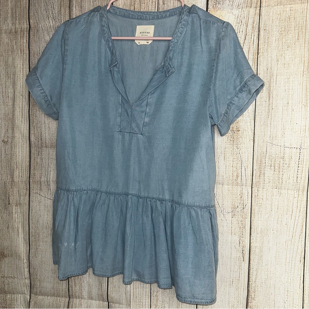 Apt. 9 Light Blue Peplum Blouse